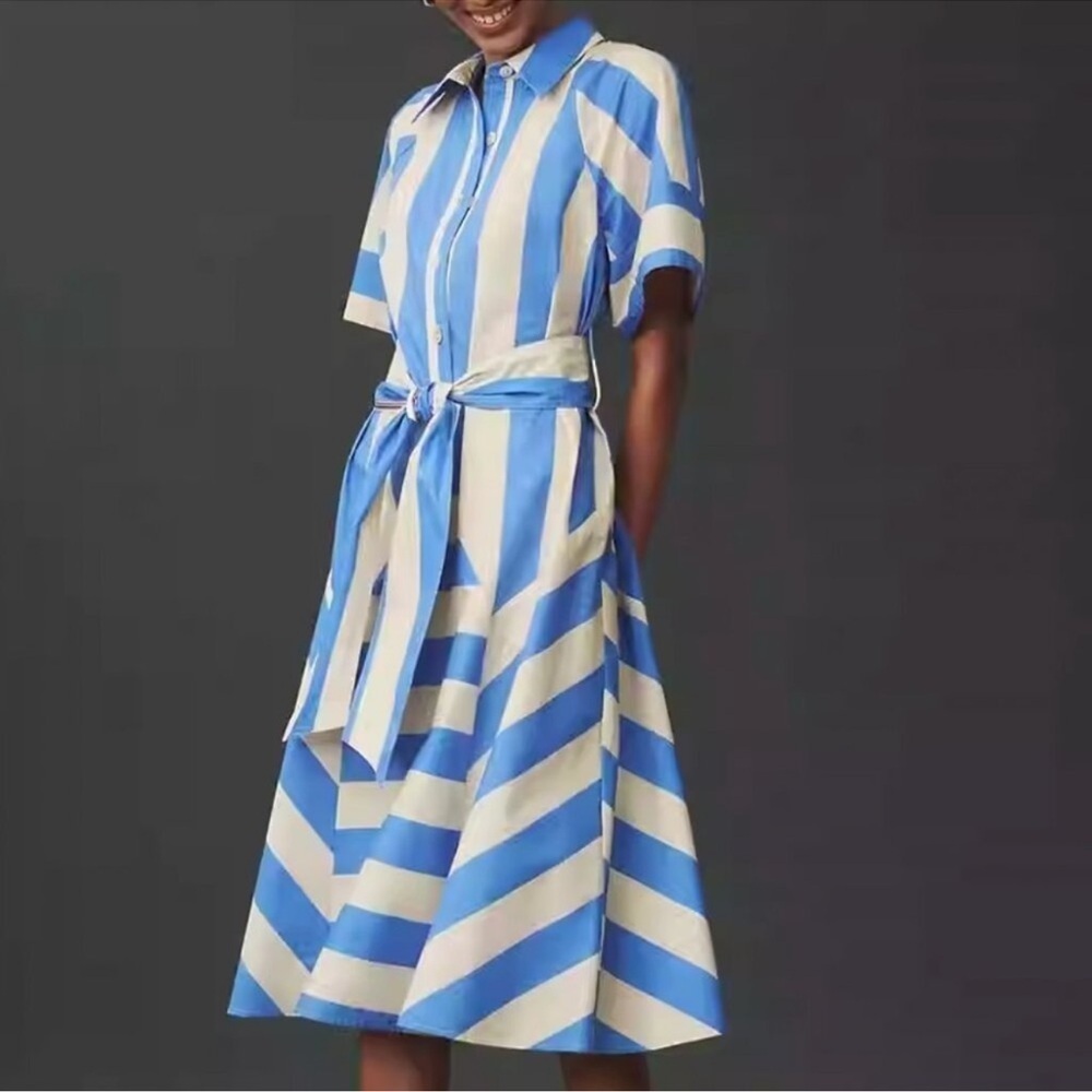 NWT Plenty by Tracy Reese Short-Sleeve Tie-Waist Midi Dress